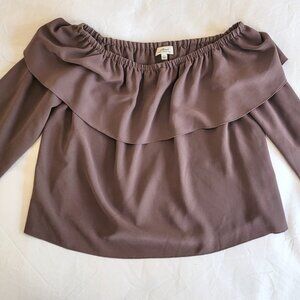 Taupe off the shoulder Aritzia Wilfred long sleeve shirt